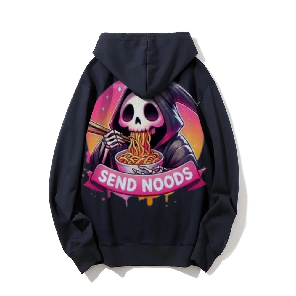 Women Cute Send Noodle Ghost Graphic Hoodies