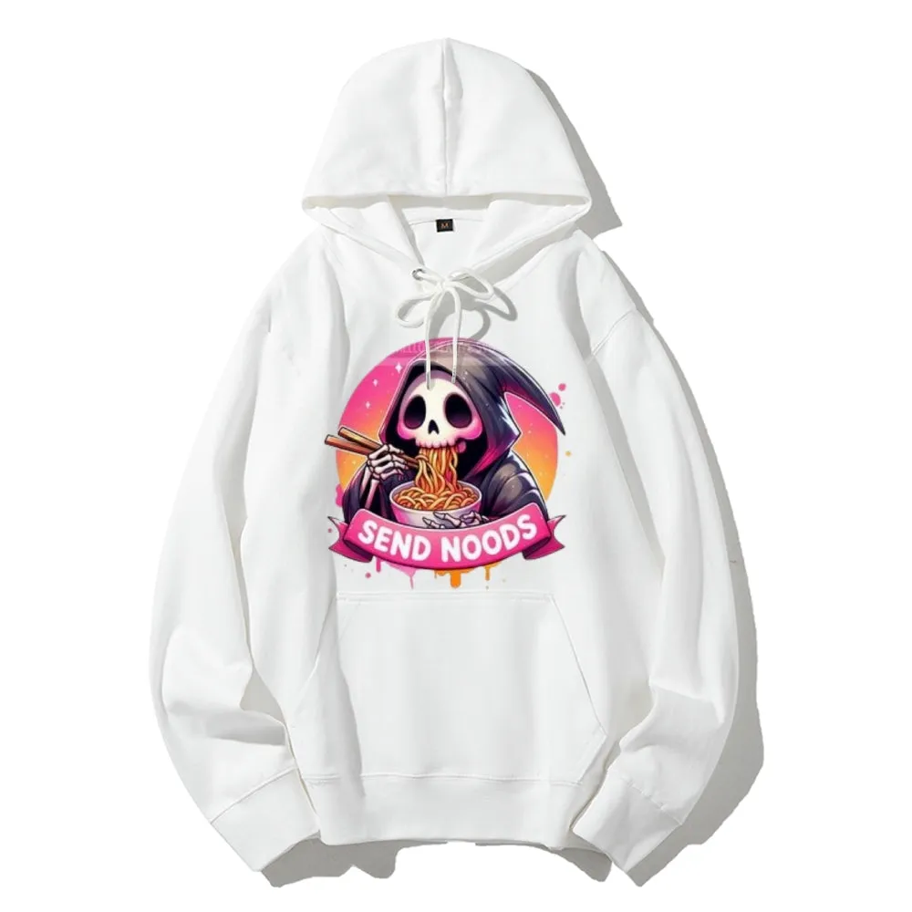 Women Cute Send Noodle Ghost Graphic Hoodies