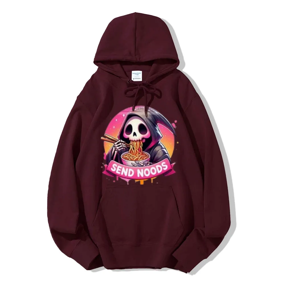 Women Cute Send Noodle Ghost Graphic Hoodies