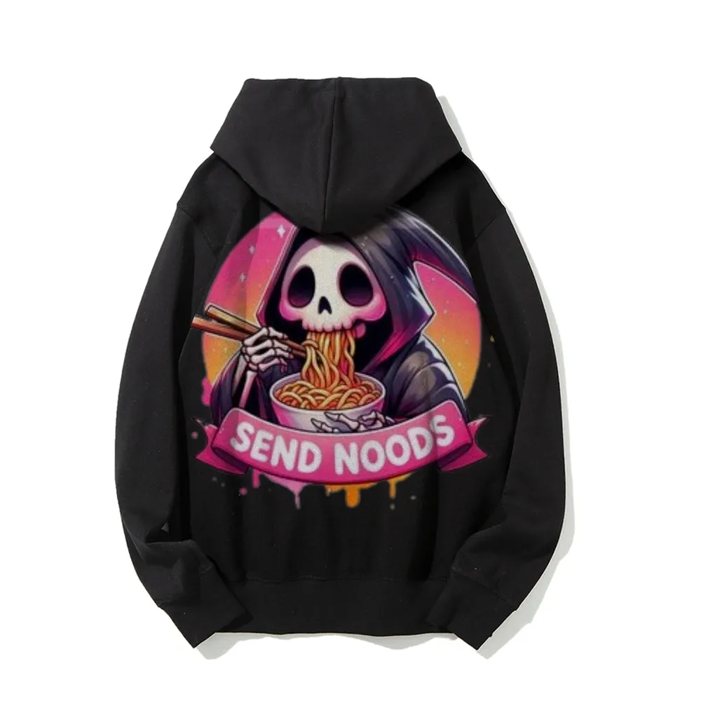 Women Cute Send Noodle Ghost Graphic Hoodies