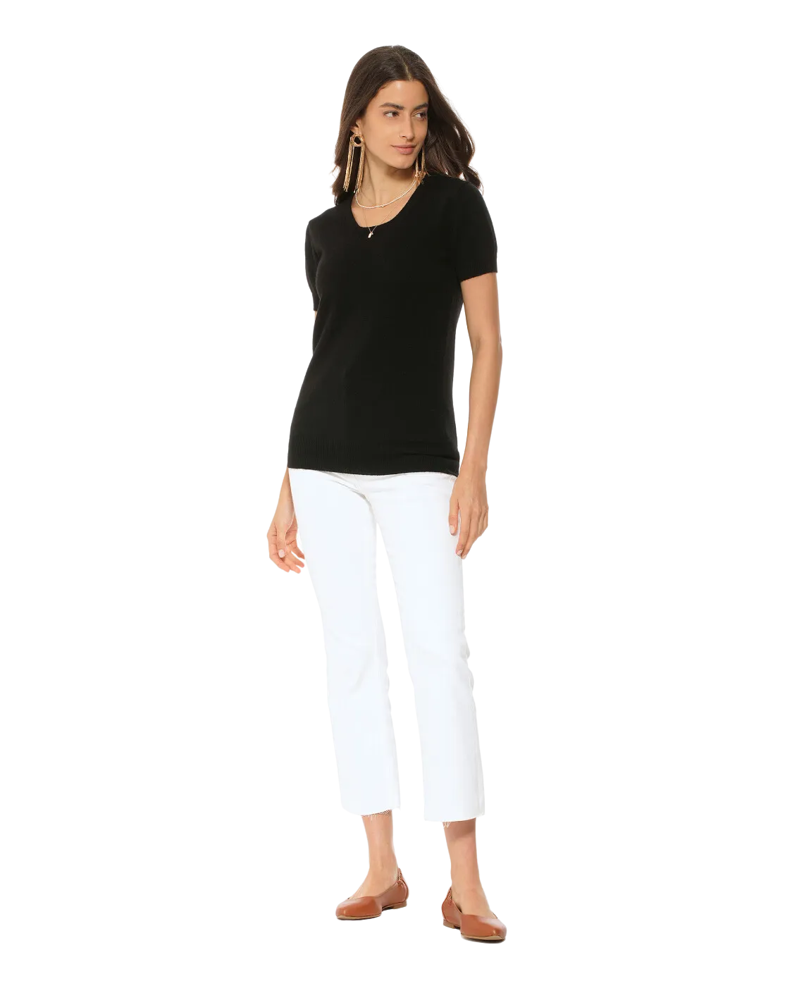 Women's Pure Cashmere T-Shirt Black