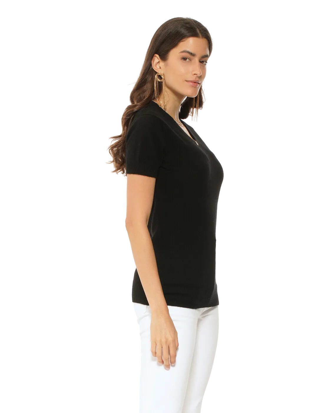 Women's Pure Cashmere T-Shirt Black